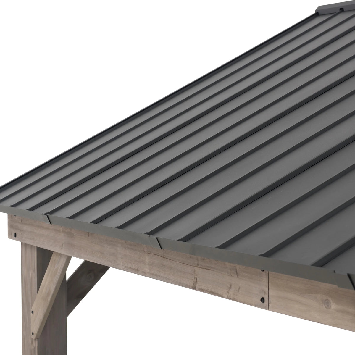 Cedar Framed Gazebo with Matte-Black Steel Gable Roof Hardtop A181