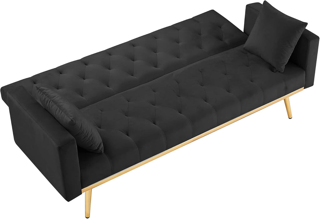 Black Convertible Folding Futon Sofa Bed L5068
