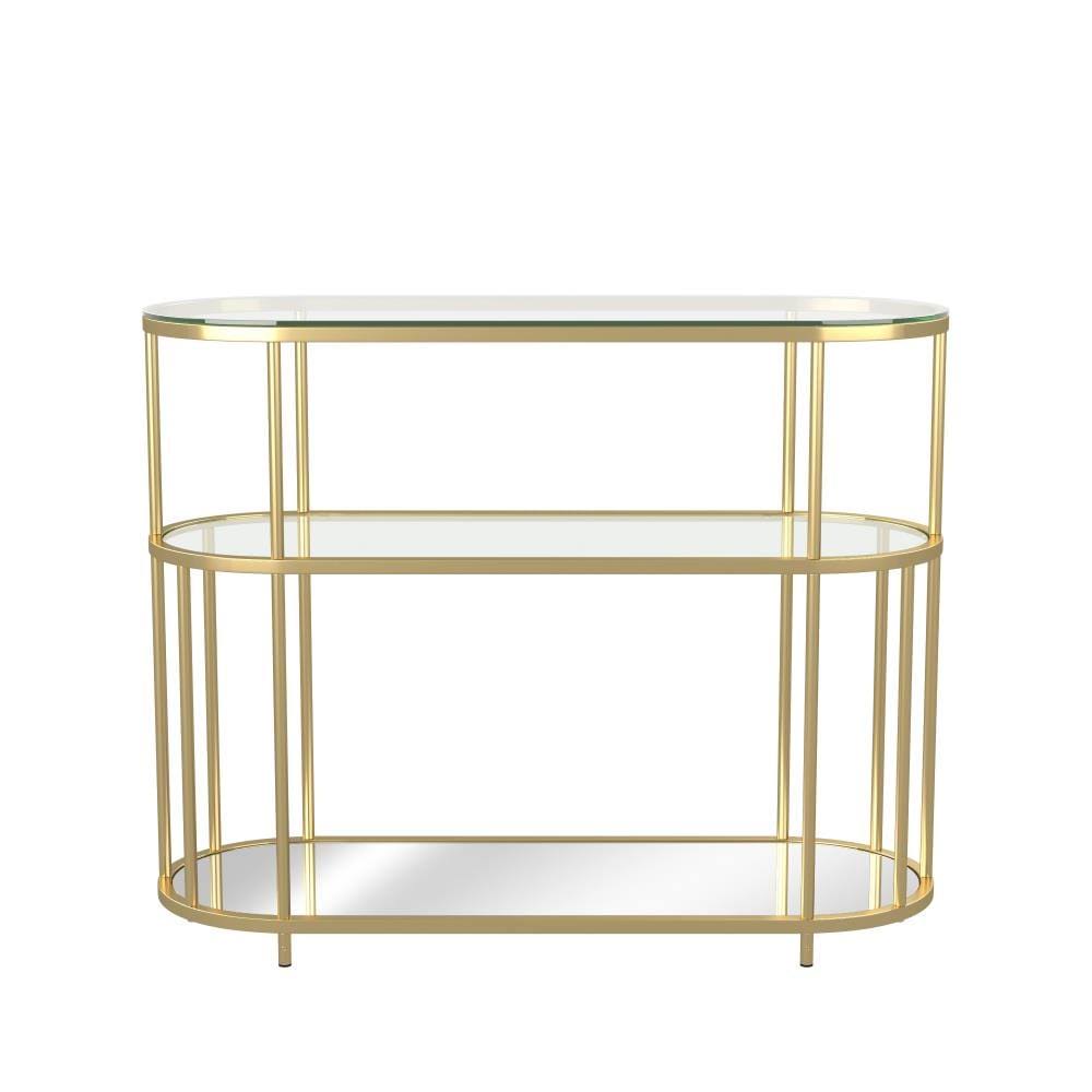 Gold Coating 2-Shelf Glass Top Console Table X500548