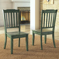 Antique Sage Green Wood Dining Chairs, Set of 2 E7515
