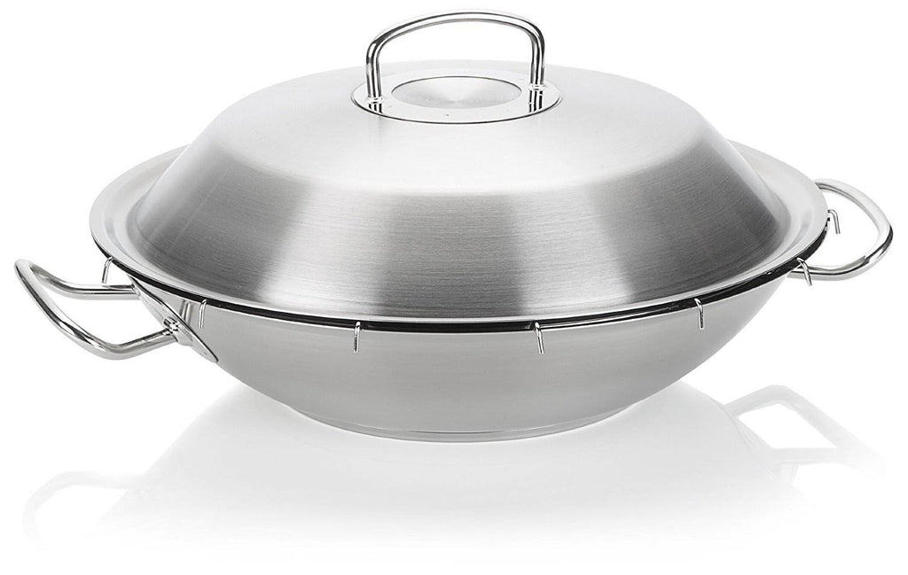 Stainless Steel Wok with Metal Lid P4023