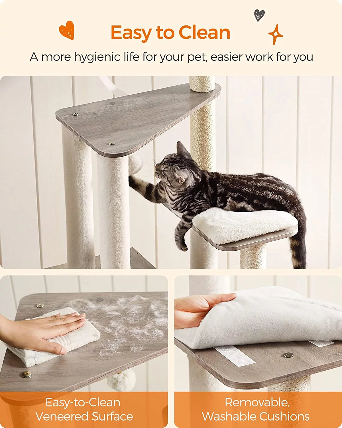 65-Inch Multi-Level Cat Tree with 5 Scratching Posts I73594