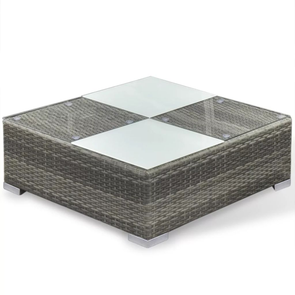 6 PCS Rattan Patio Sectional Sofa Set with Cushions Ottoman and Coffee Table (Grey) S4762