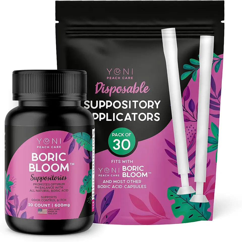 Boric Acid Suppositories and Applicator Bundle 30 Suppository 30 Applicators A711