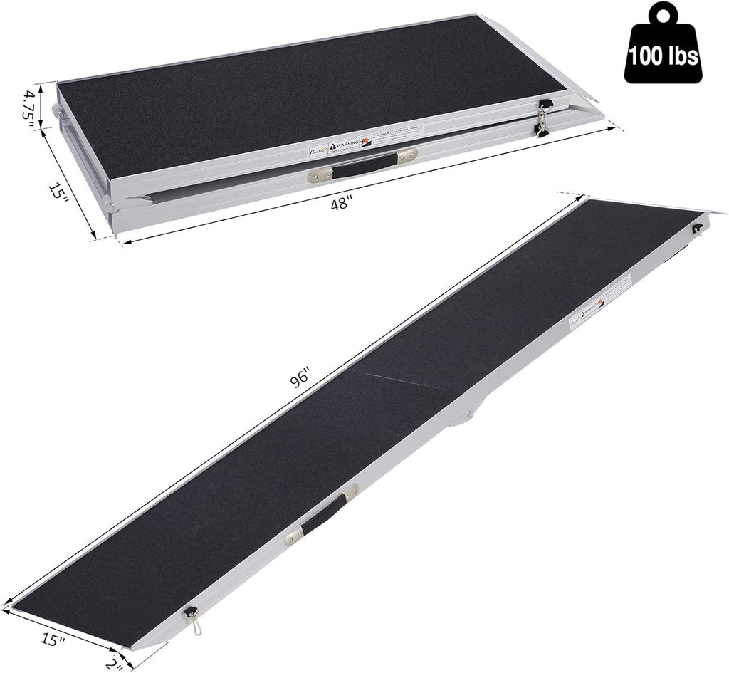 96" Portable Bi-Fold Pet Ramp with Safety Lock & Carry Handle E789820