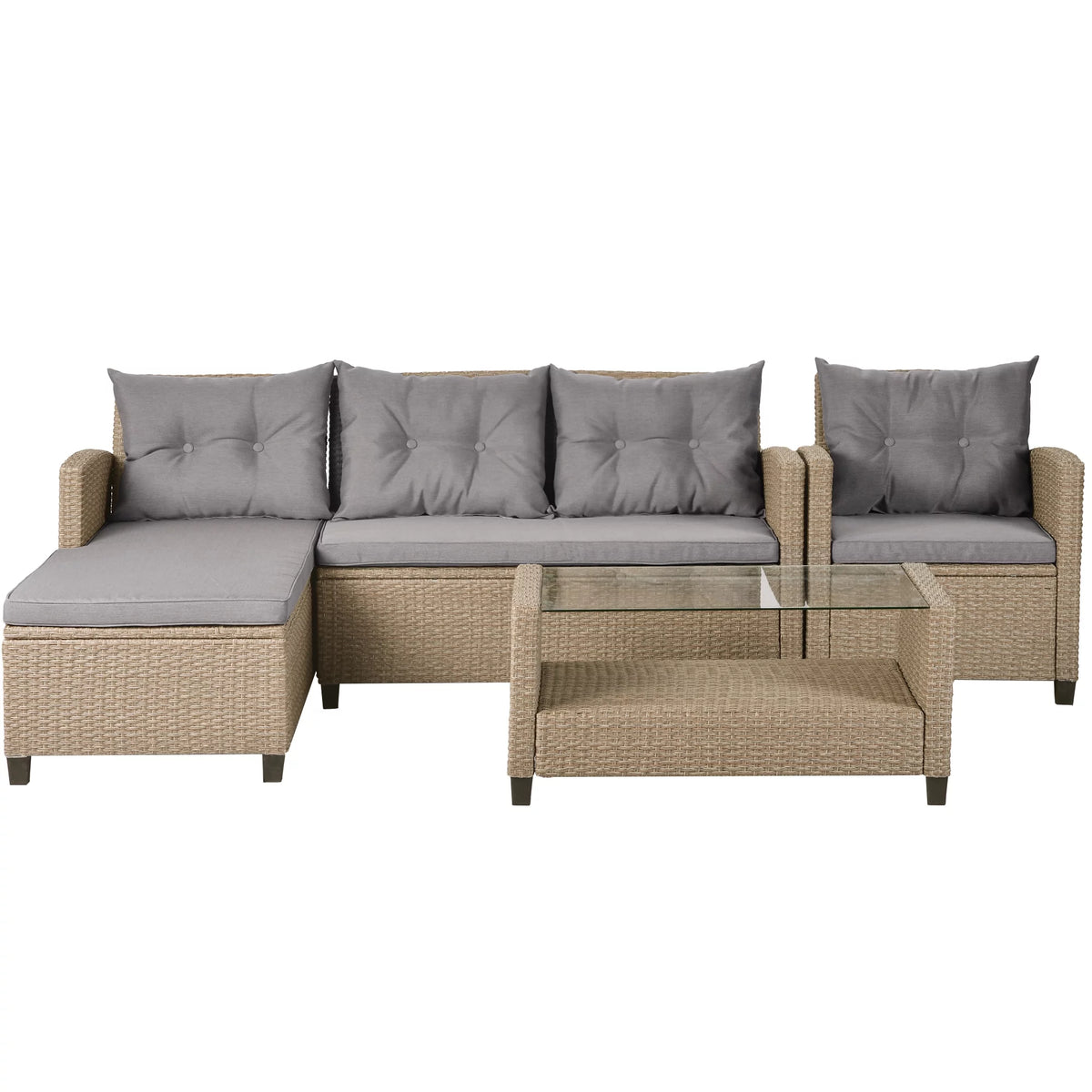 4 Piece All-Weather Wicker Patio Sectional Sofa Set with Cushions S429429
