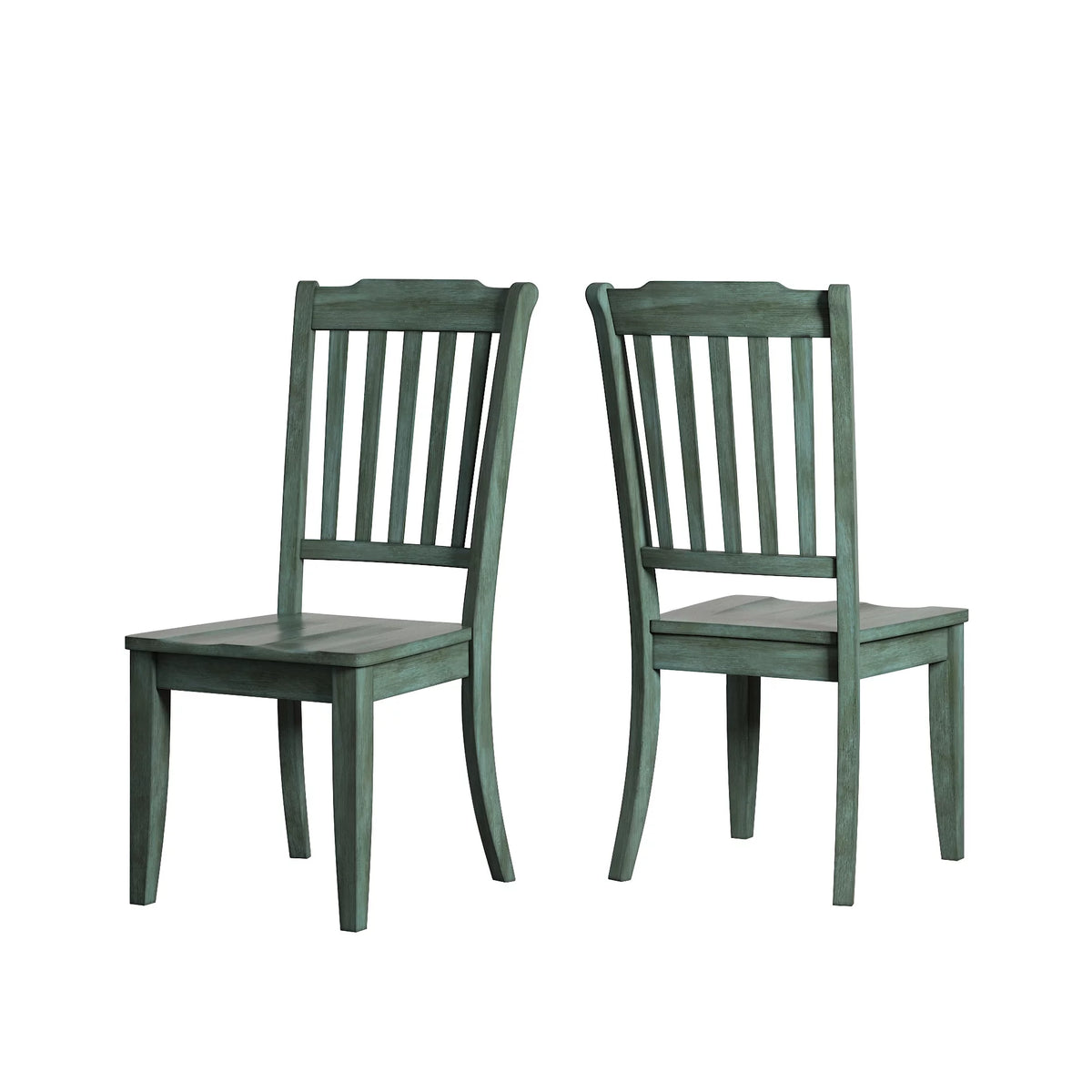 Antique Sage Green Wood Dining Chairs, Set of 2 E7515