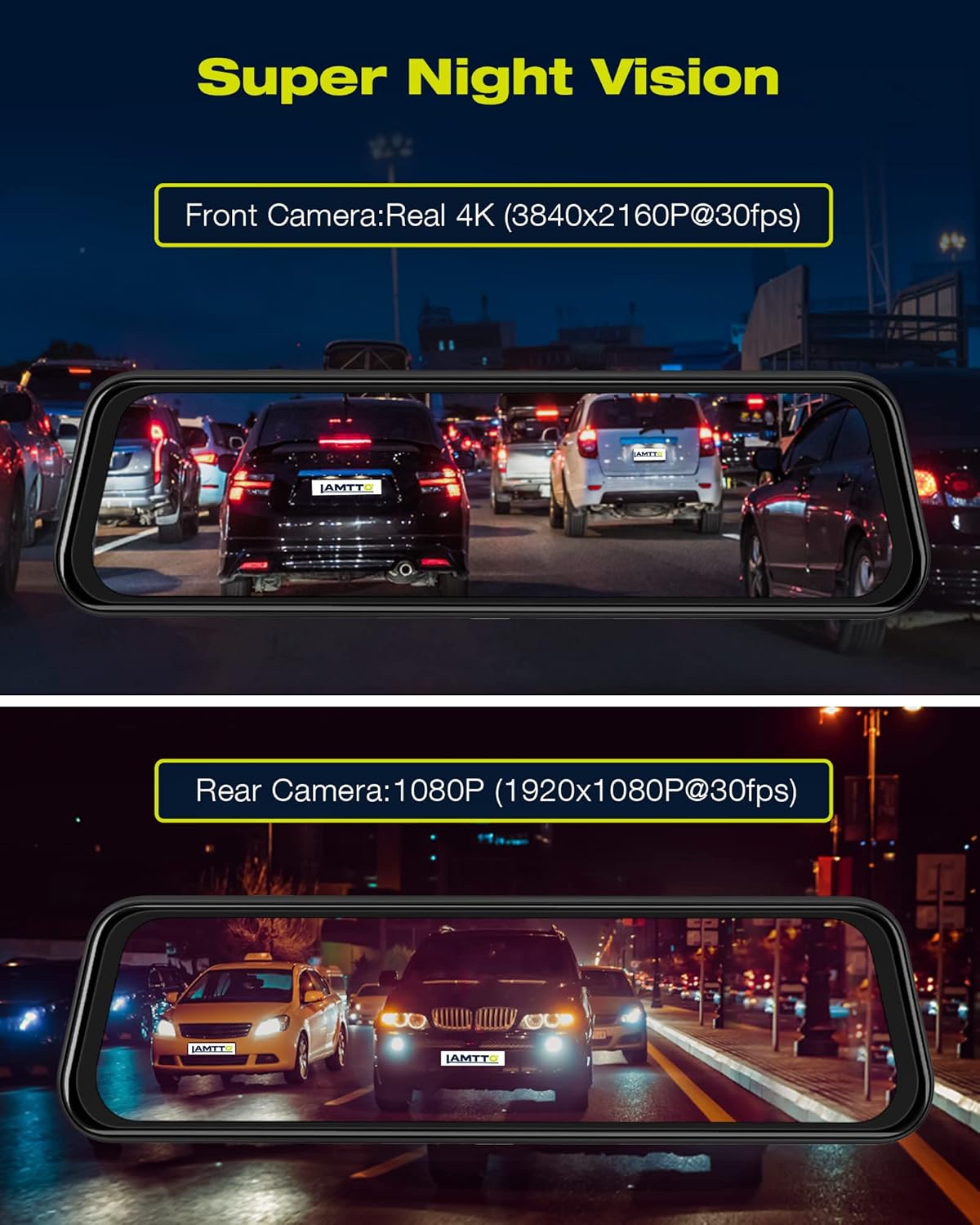 4K Dual Dash Cam Front and Rear with Night Vision Touch Screen B473
