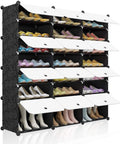 Portable 48 Pair 8 Tier Black Shoe Rack Organizer S5239