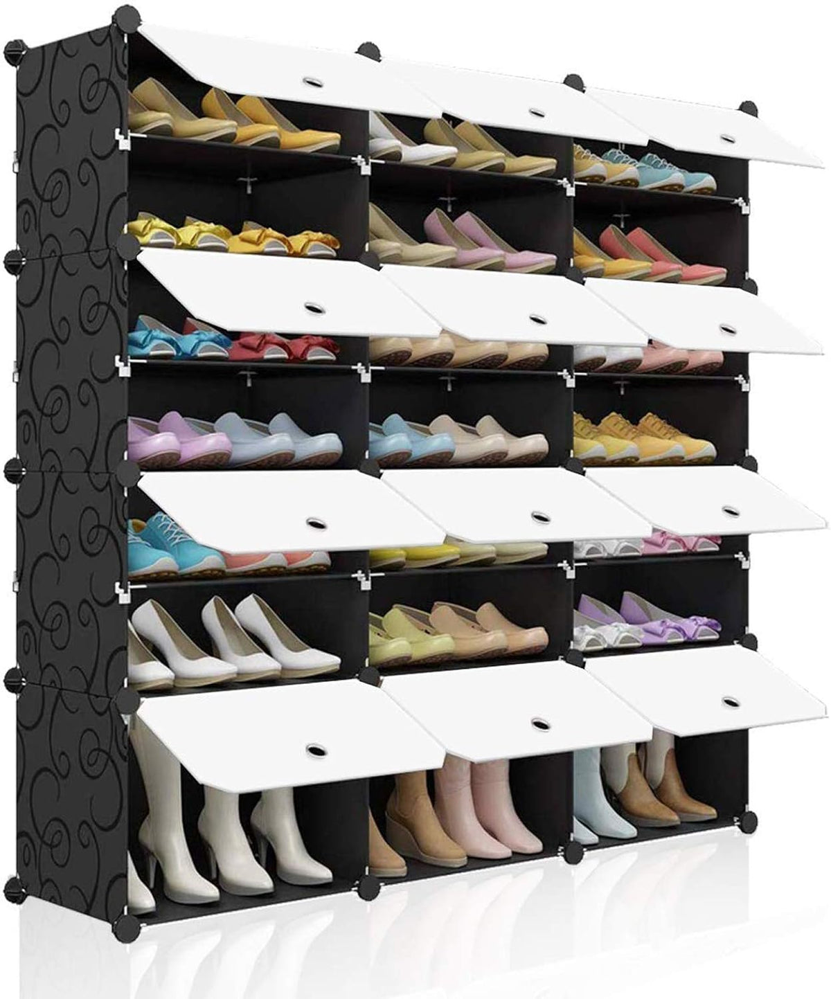 Portable 48 Pair 8 Tier Black Shoe Rack Organizer S5239
