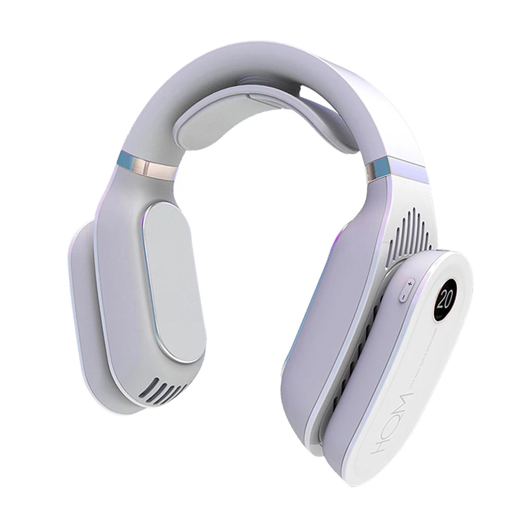 Portable Hanging Cooling Heater Air Conditioner Wearable Neck White J9197