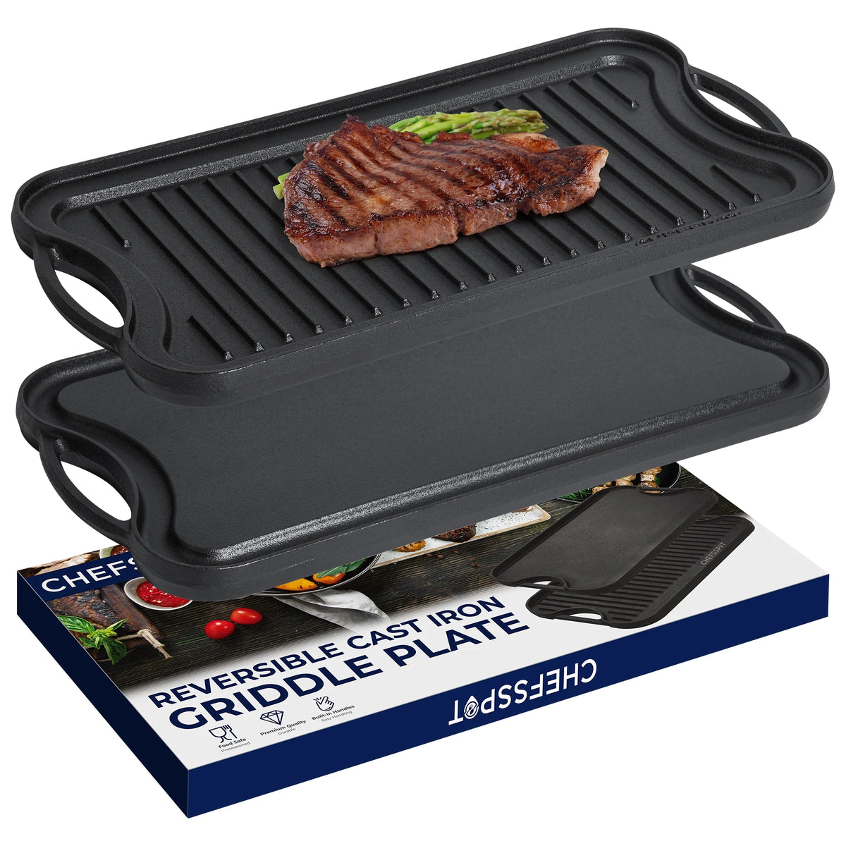 Preseasoned Cast Iron Reversible Griddle Plate Pan F90951