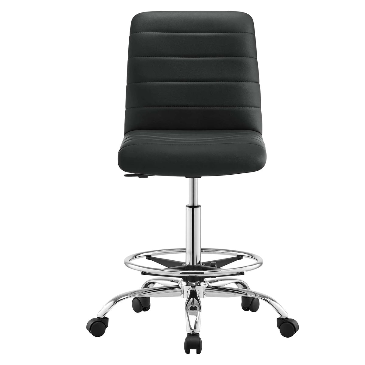 Silver Black Vegan Leather Drafting Chair M677