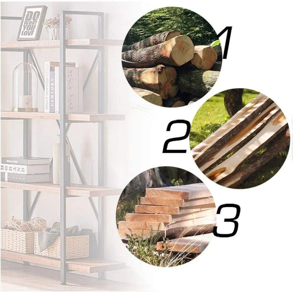 5 Tier Rustic Solid Wood Bookcase V68158