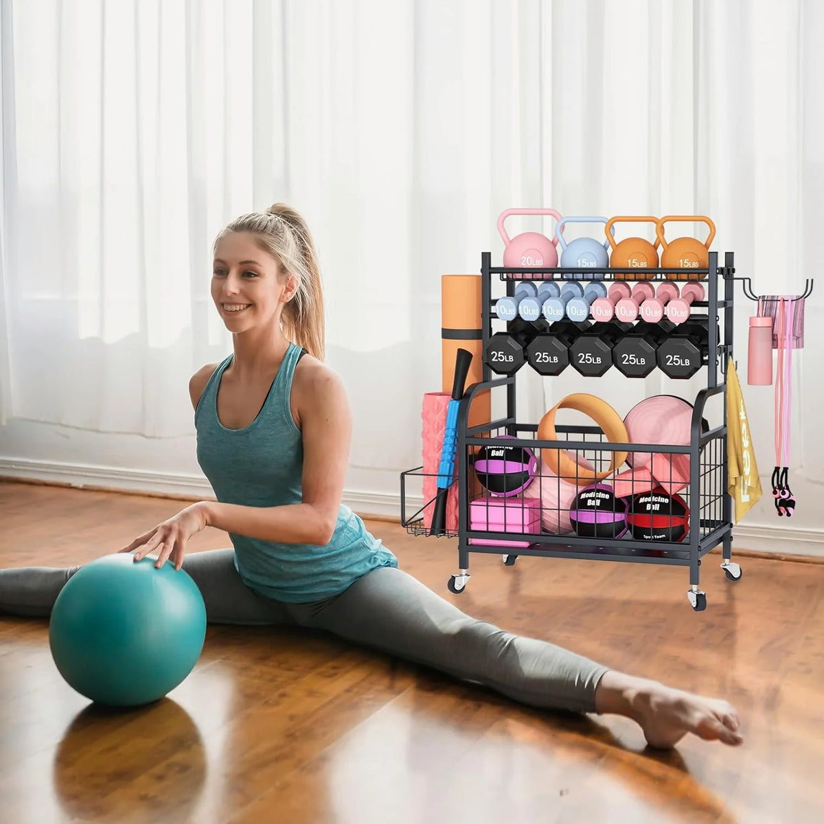 Multifunctional Removable Storage Rack for Kettlebells and Strength Training Equipment N458640