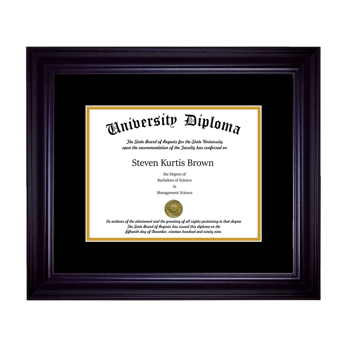 Single Diploma Frame with Double Matting Black Frame W43451