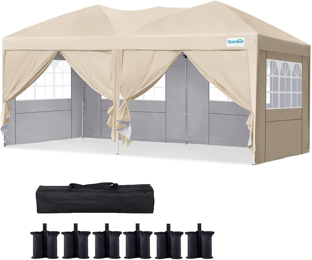10x20 Pop up Canopy Tent with Sidewalls, 6 Sand Bags Included A1961