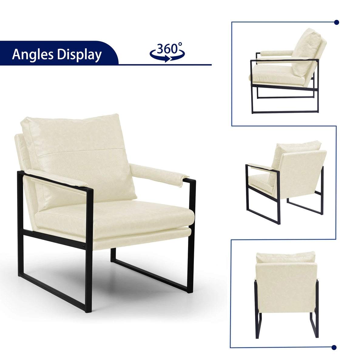 White Faux Leather Accent Chair V86956
