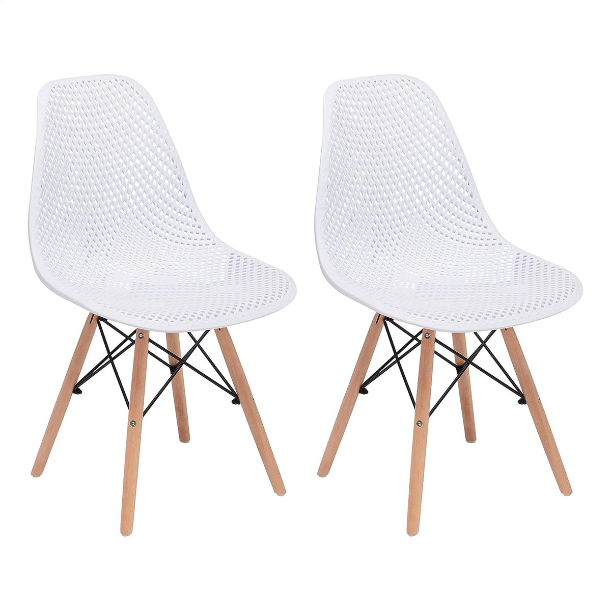 Blue Plastic Shell Side Chair with Beech Wood Legs, set of 2 C34055
