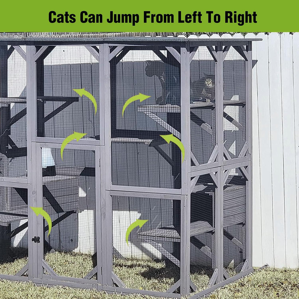 Large Outdoor Cat Enclosure with Door Platform R855