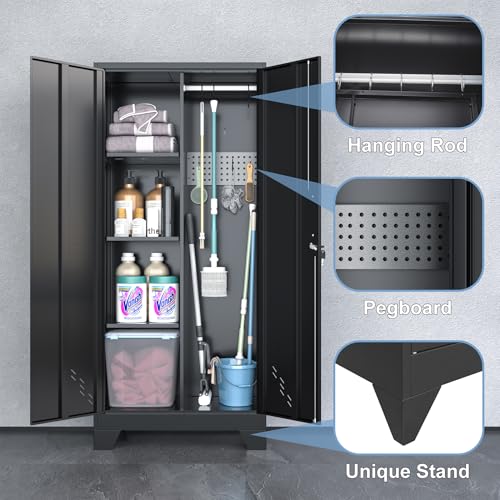 Metal Storage Cabinet with Lockable Doors and Pegboard M865