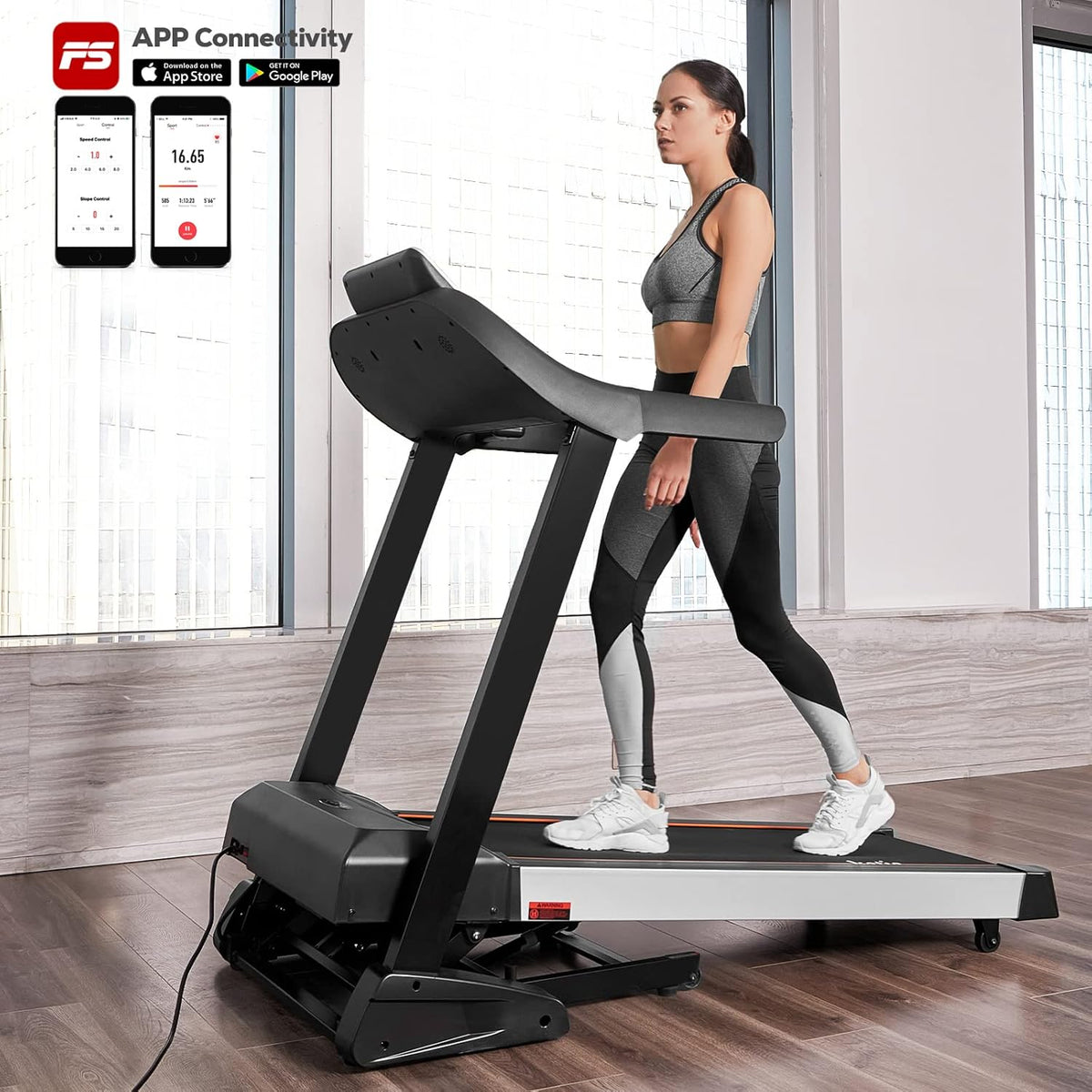 Folding Electric Treadmill with 15 Levels Auto Incline X590147