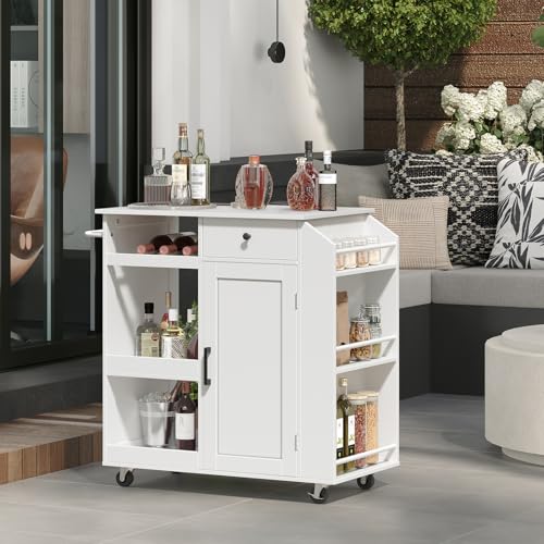 Black and Natural Rolling Kitchen Cart with Drawer G350