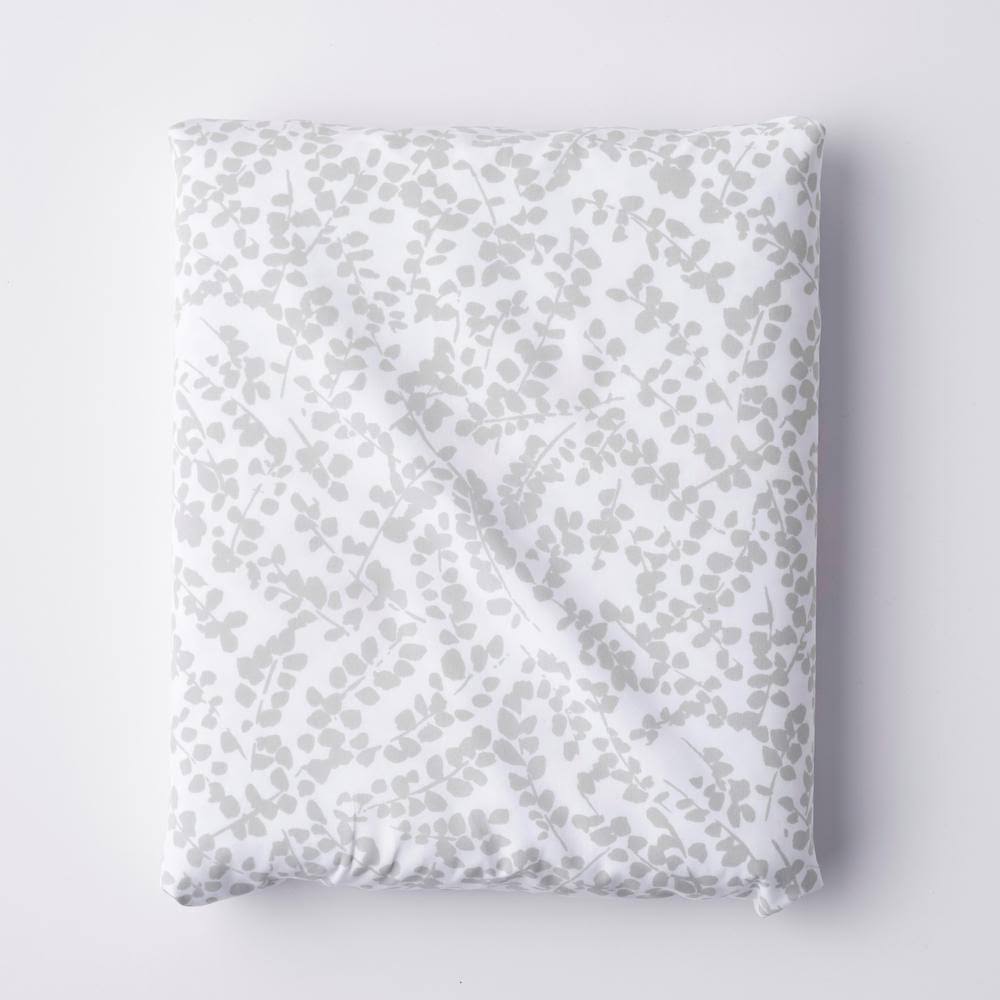 Pearl Gray Botanical Organic Cotton Percale King Fitted Sheet C1784