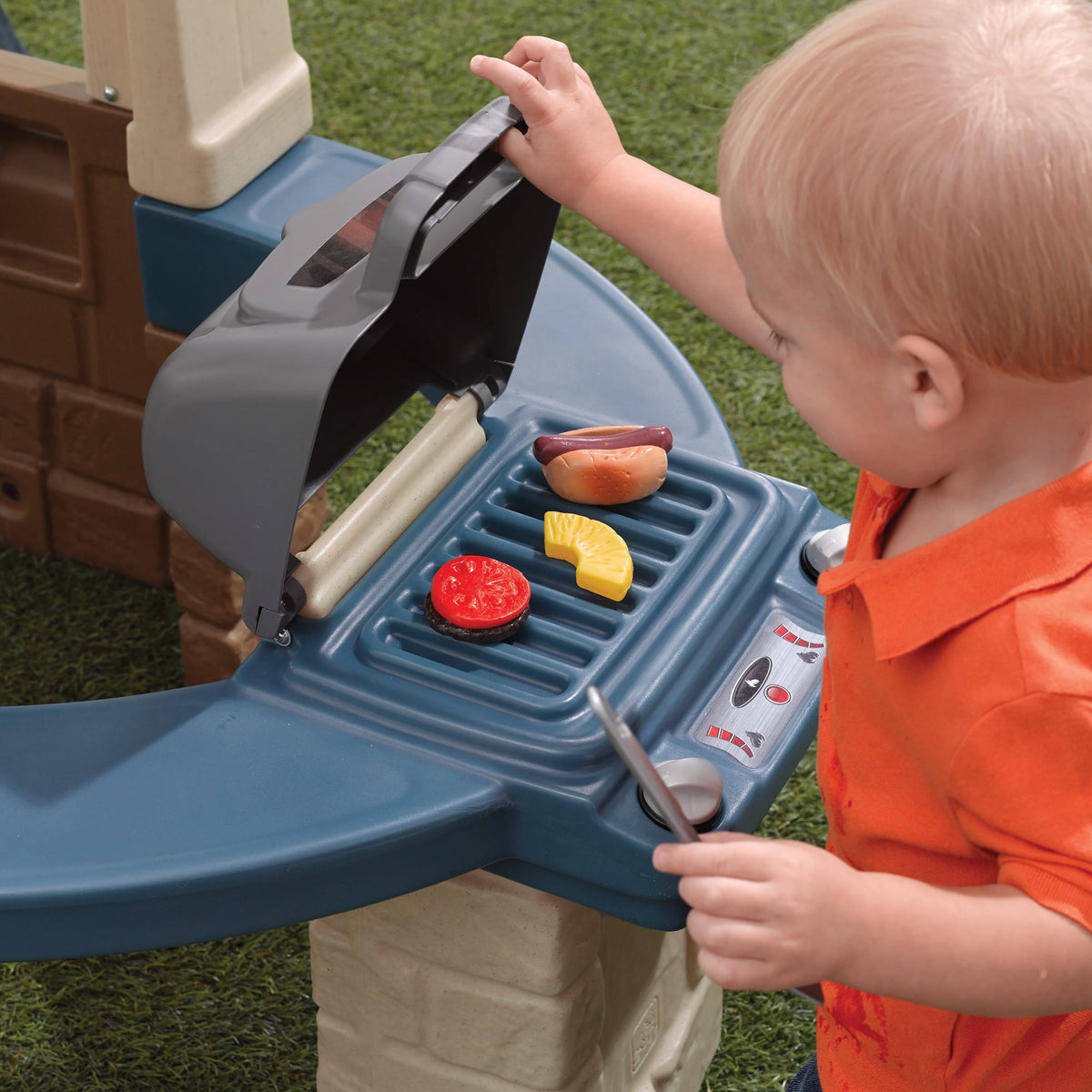 Brown Toddler Playhouse with Grill and Planter N965281