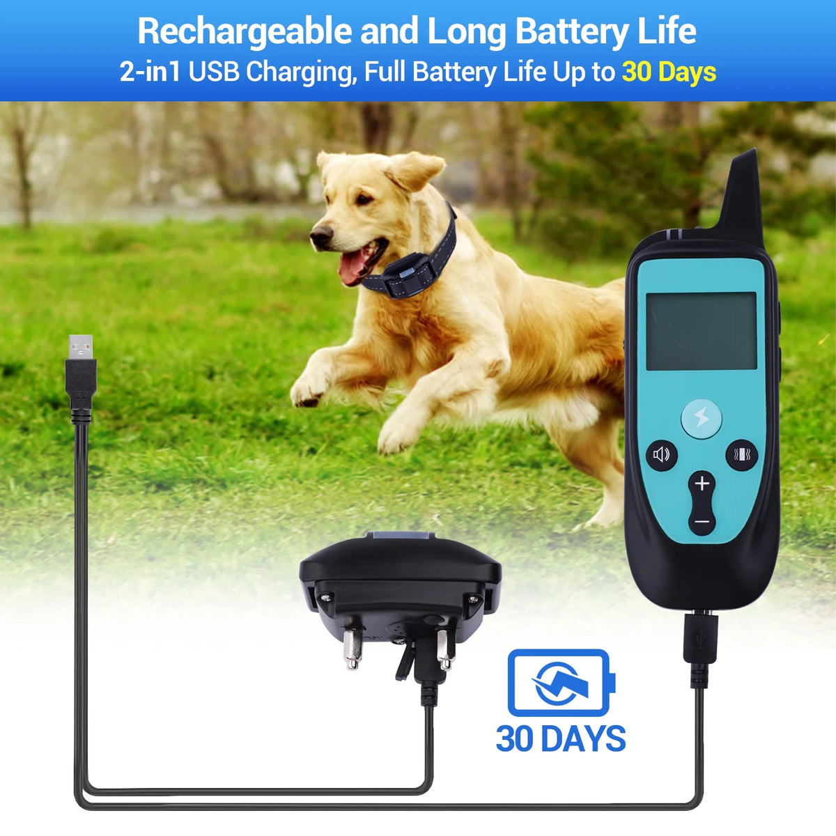 Rechargeable Waterproof Dog Training Collar with Remote A8993
