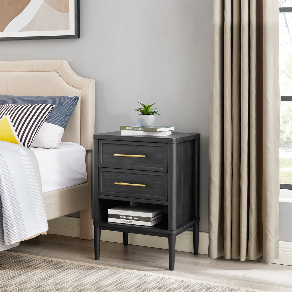 2 Drawer Charcoal Finish Nightstand C907