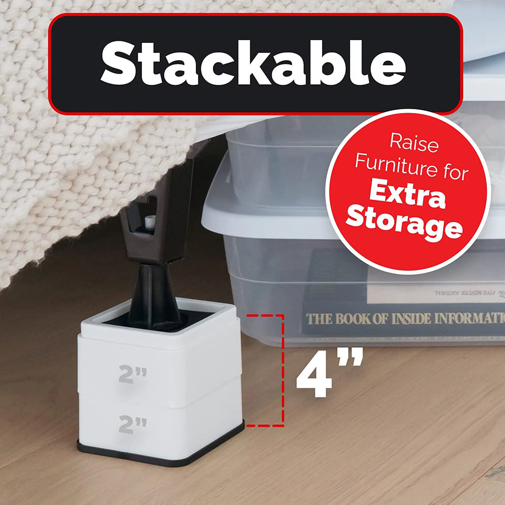 White Square Stackable Bed and Furniture Risers X6816