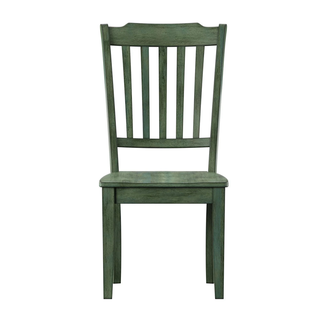 Antique Sage Green Wood Dining Chairs, Set of 2 E7515