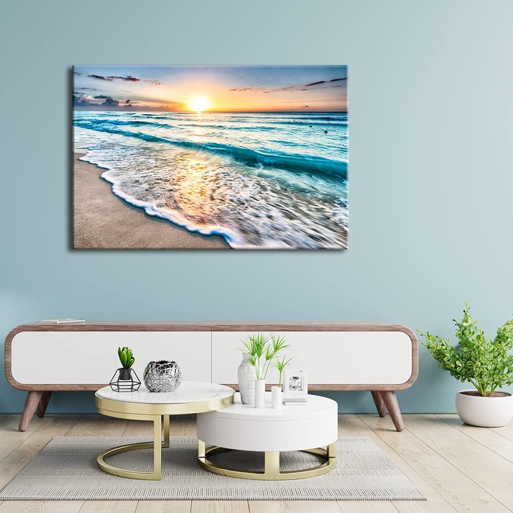 Large Canvas Prints Wall Art Ocean Beach Pictures Paintings Ready to Hang Stretched and Framed Seascape Giclee Artwork X61633
