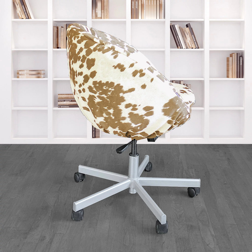 Light Brown Faux Cow Hide Chair Slip Cover M2566