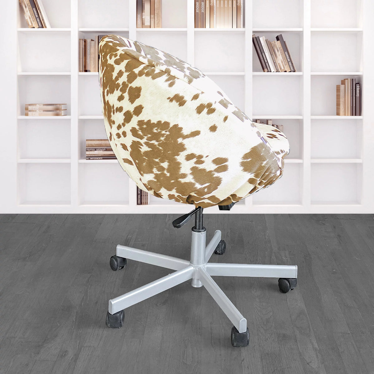 Light Brown Faux Cow Hide Chair Slip Cover M2566