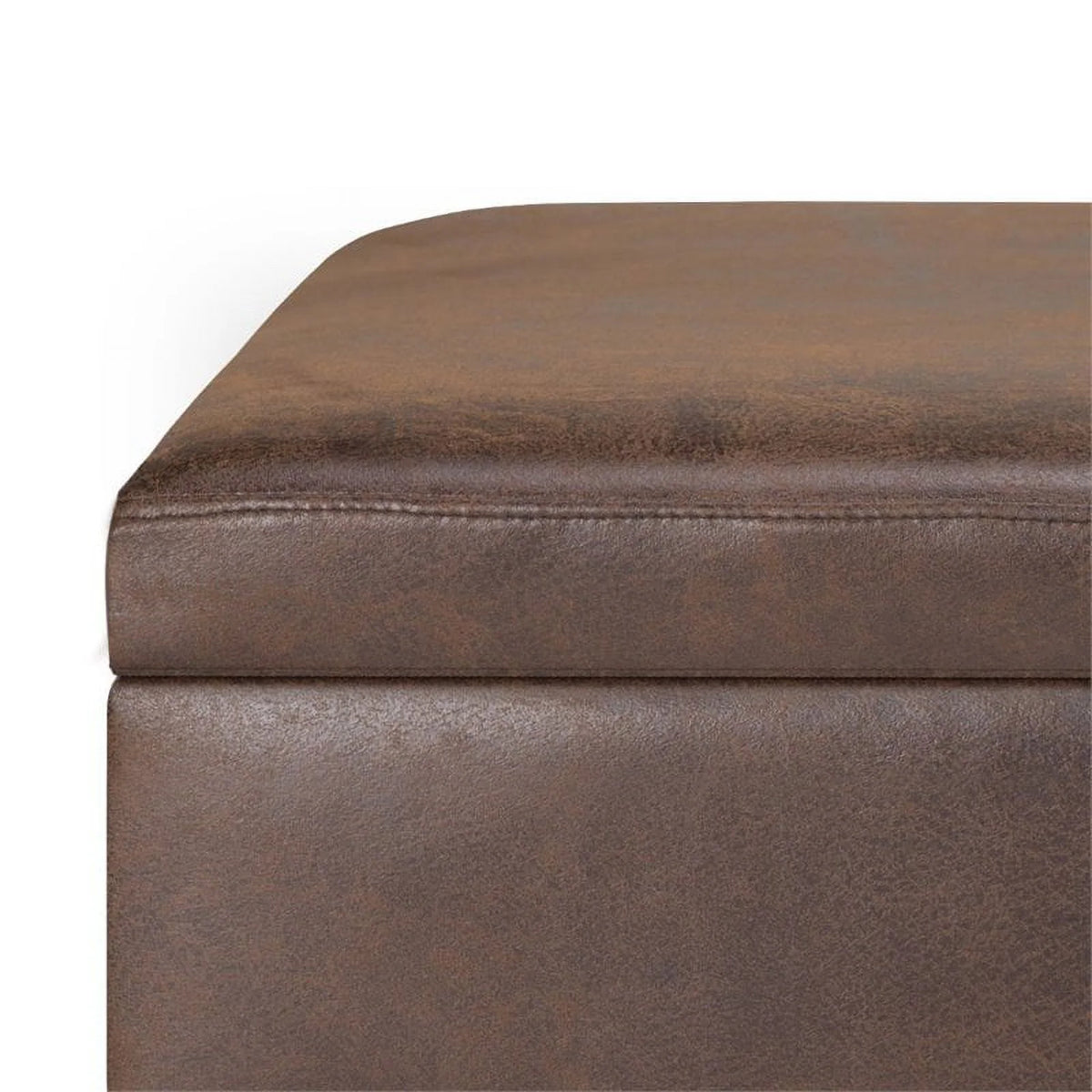 Chestnut Brown Faux Leather Storage Ottoman X191327