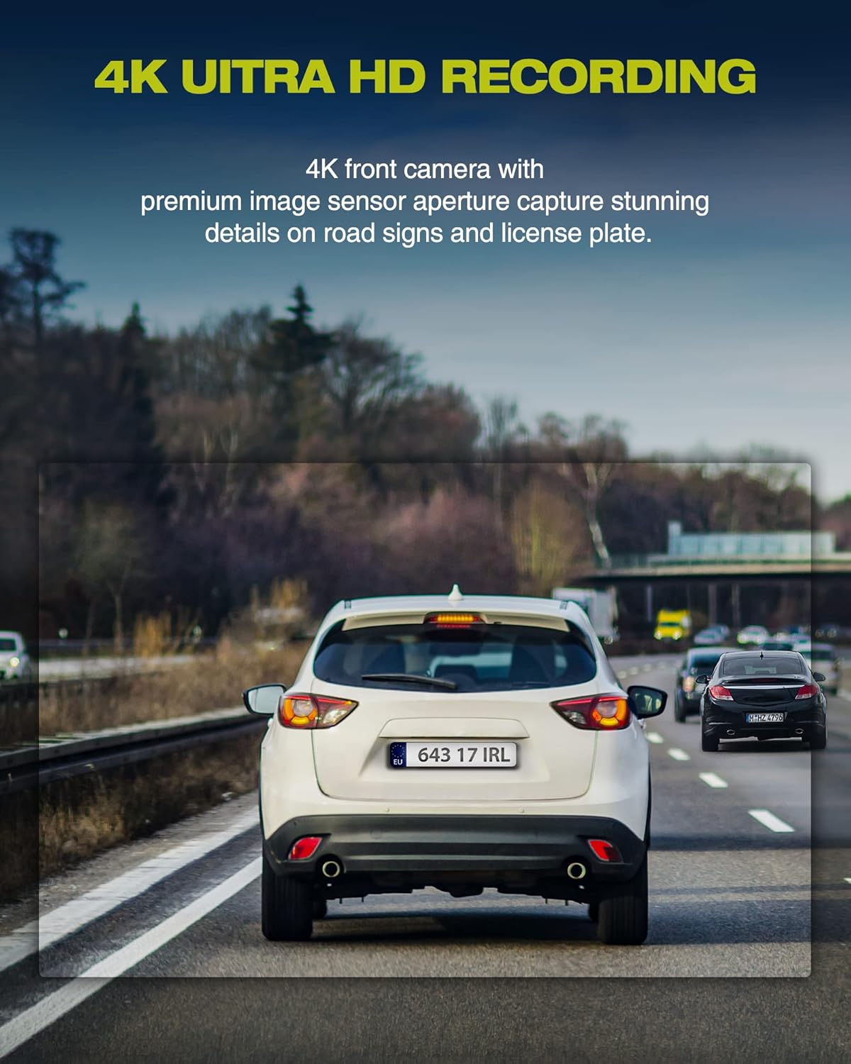 4K Dual Dash Cam Front and Rear with Night Vision Touch Screen B473