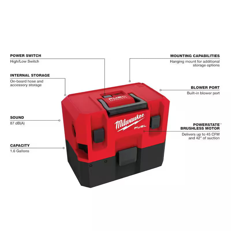 12-Volt Cordless 1.6 Gal. Wet/Dry Vacuum and Filter B25207