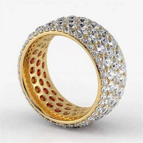 14K Yellow Gold Lab Grown Diamond Round Cut Band Ring Y805