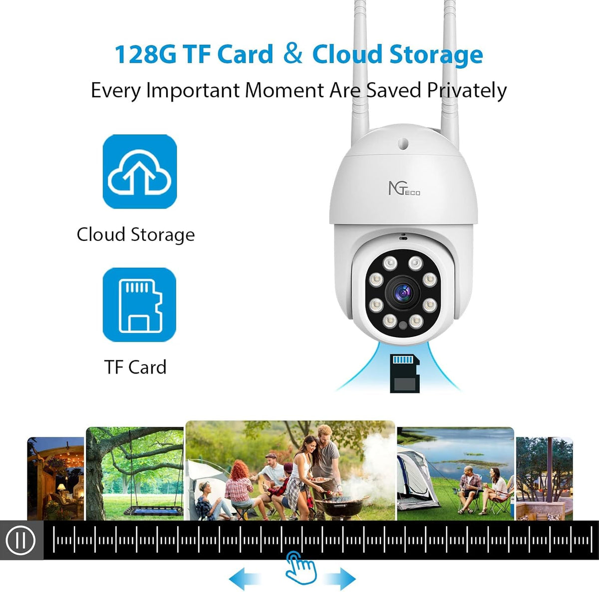 Outdoor 2K WiFi Security Camera with Spotlight Night Vision P176