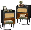 Oak Beige Nightstands with Charging Station N49645