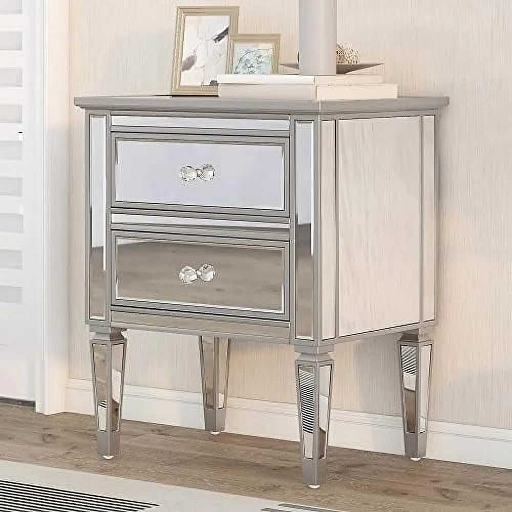 Mirrored 2 Drawer Nightstand J34139