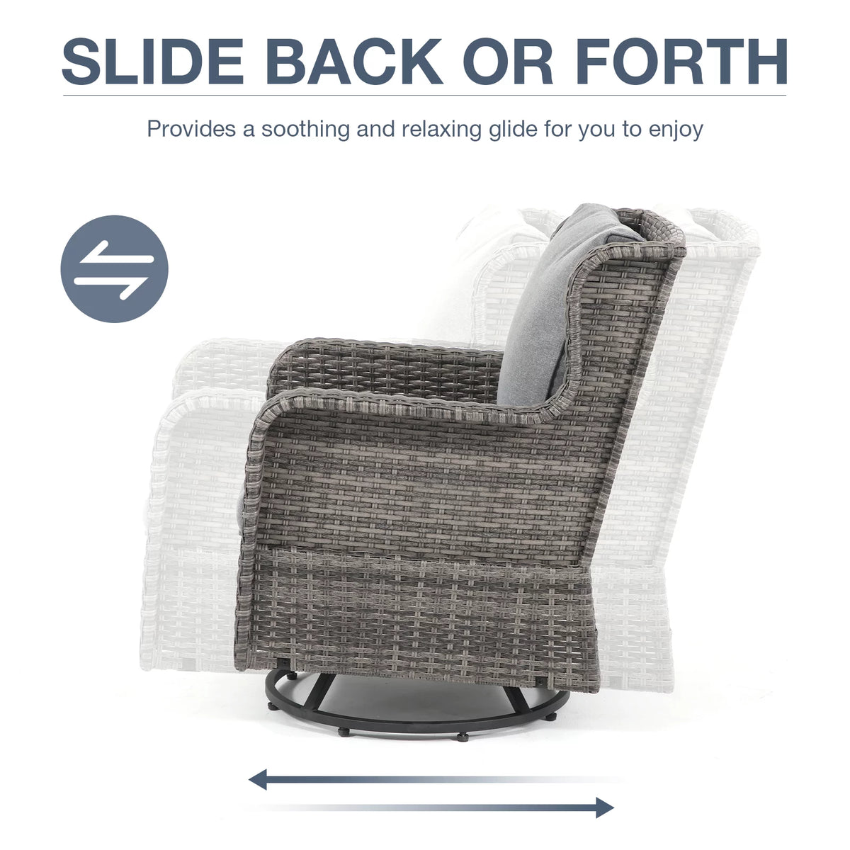 3 Pieces Wicker Swivel Rocking Chairs with Side Table H788