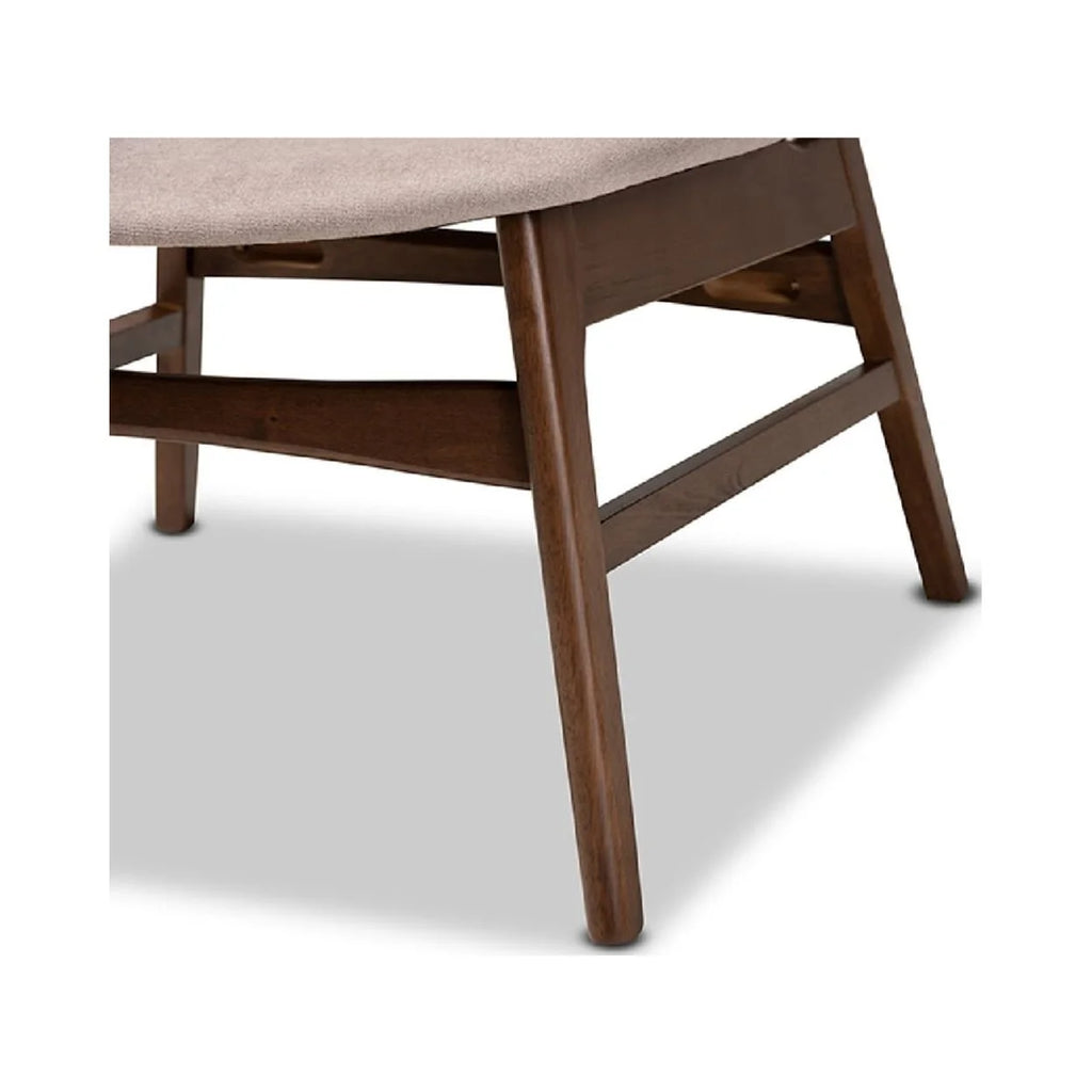 Beige Fabric Upholstered Walnut Brown Wood Accent Chair Z4784