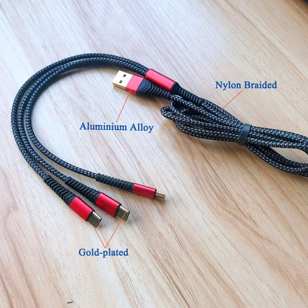 3 in 1 Nylon Braided Multi Charger Cable 2Pack 6ft H3450