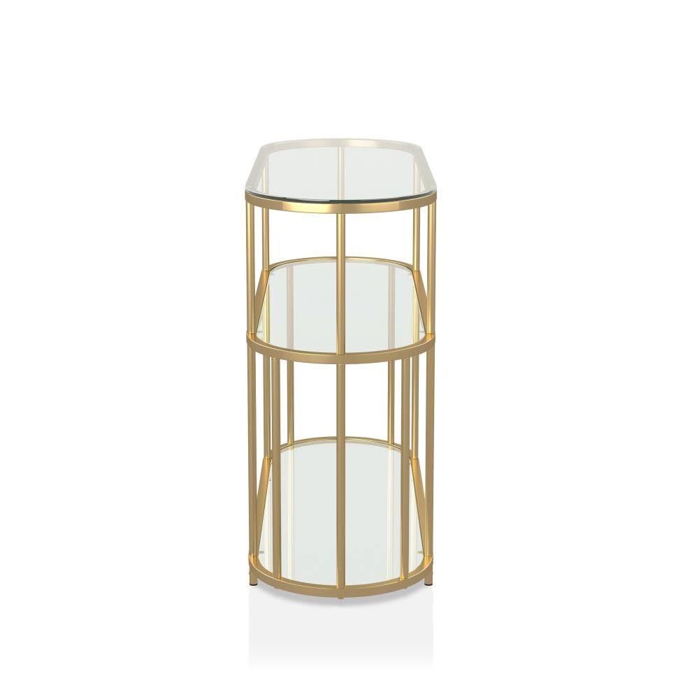 Gold Coating 2-Shelf Glass Top Console Table X500548