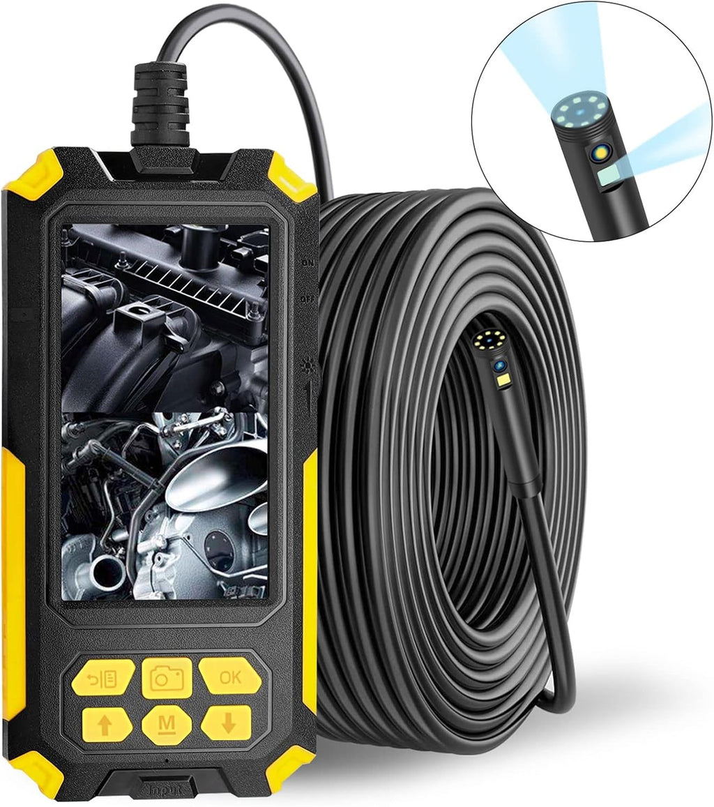 Dual Lens Borescope Inspection Camera with LED Light, 1080P HD Endoscope Camera, 4.5 IPS Screen, IP68 Waterproof 8mm Camera, 16.4ft Flexible Cable J72821
