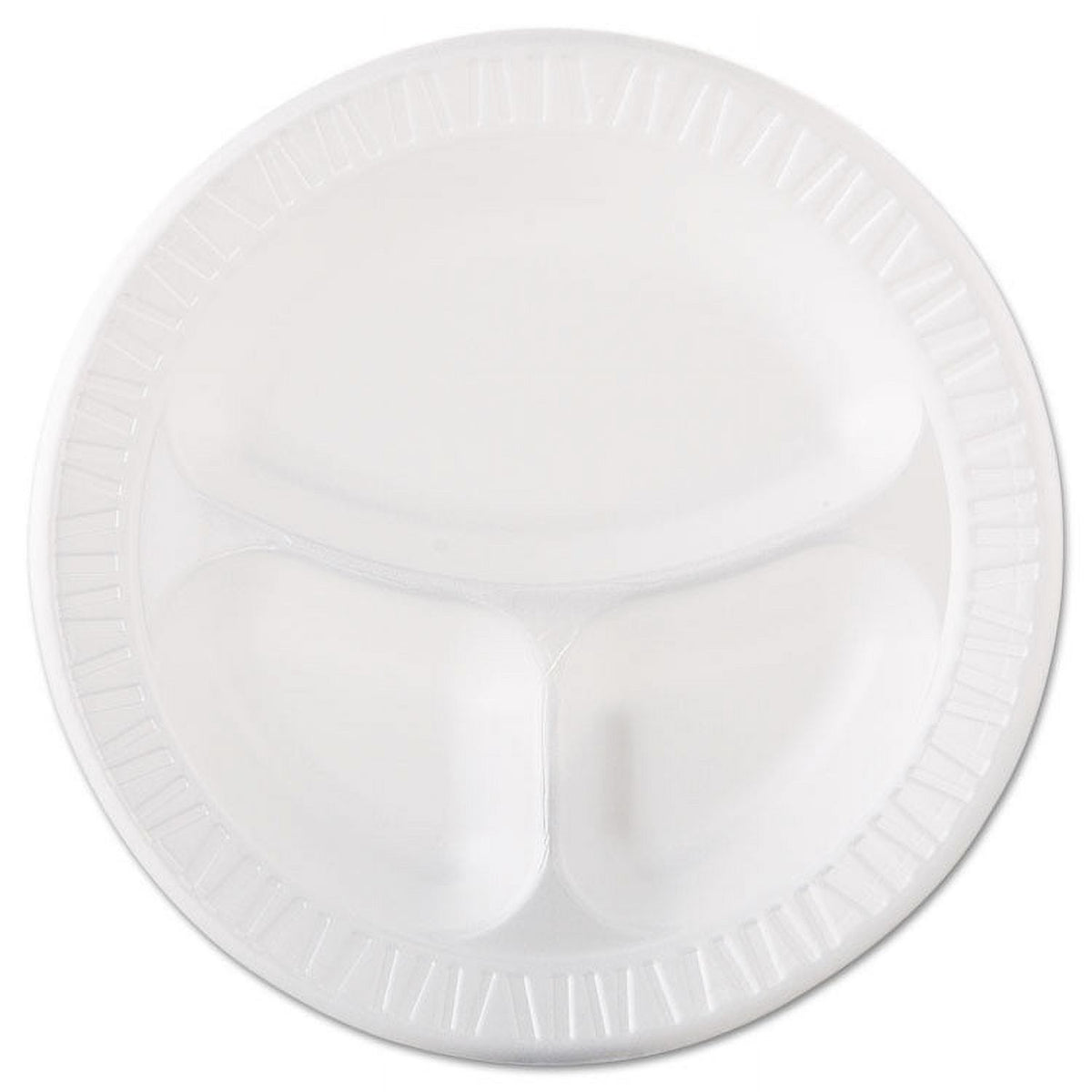 White 10.25 in XPS Laminated Foam 3-Compartment Plate Y1606
