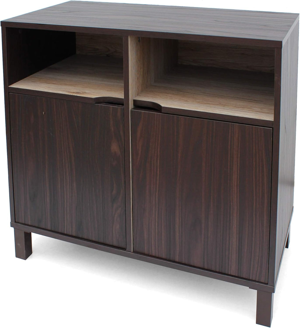 Walnut Brown 2-Shelf Faux Wood Cabinet U297
